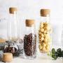 6Pcs Sealed Clear Glass Storage Bottle, Hammer Pattern Jars with Cork, Multifunction Food Containers, for Tea, Spice, Coffee Beans, Household, 2 Sizes.