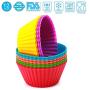 Silicone Cupcake Baking Cups, 12-pack Reusable Silicone Mold Cupcake Liner For Cake Baking Nonstick Silicone Muffin Liners,BPA Free Silicone Baking Cup Storage Jar 2.75 Inch Rainbow Colors
