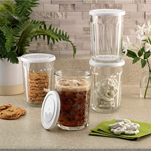 Ounce Working Glass Storage Jar/Cooler with Lids Set of 4 Clear