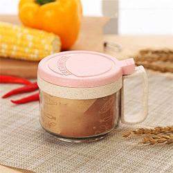 Kitchen Food Storage Jar Airtight Food Storage Kitchen glass jar moisture-proof home multi-purpose jam bottle cruet Kitchen Glass Spice Bottle Set (Color : Pink)