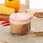 Kitchen Food Storage Jar Airtight Food Storage Kitchen glass jar moisture-proof home multi-purpose jam bottle cruet Kitchen Glass Spice Bottle Set (Color : Pink)