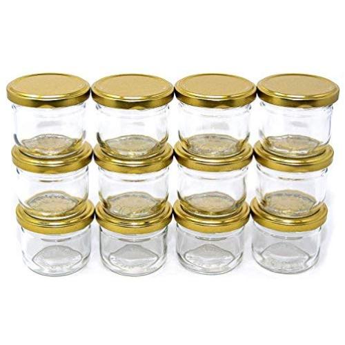 Small Mini Glass Jars With Tin Lids - 12 pack x 4 oz ? All Purpose Empty Storage Jars