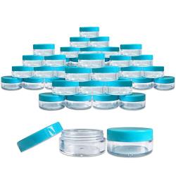 40 New empty 10 Gram (0.35 oz) Plastic Pot Jars with Lids for Lip Balms, Salves, Creams, Cosmetics, Nail Accessories, Rhinestones, Herbs, Spices - BPA Free (Teal Screw Lid)