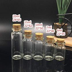 Yalulu 20Pcs Mini Clear Glass Jars Bottles with Cork Stoppers for Arts & Crafts, Projects, Decoration, Party Favors (7ml,2240mm)