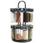 Je recherche une idée de présentation/carrousel KB5669 avec épices, 2 niveaux, 16 pots en verre/plastique transparent/noir de 19 x 19 x 31,5 cm.