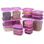 17Pcs/Set Keep Fresh Food Storage Box Refrigerator Food Container Sealed Crisper Grain Dried Storage Jar Kitchen Rose red