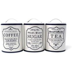 Coffee, Tea and Sugar Tin Canisters, Set of 3