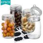 Wide Mouth Mason Jars,HTgroce Airtight Canister Set with Lid Waterproof and Impermeable Glass Kitchen Clear Storage Food Canister Jars 26.4oz (Set of 4)