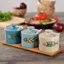 Cold Rain Ceramic Seasoning Jar Kitchen Storage Tank Seasoning Can Sugar Bowl With Spoon MSG Spice Storage Box Salt Shaker A 265,10