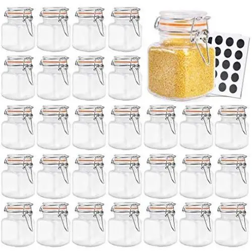 Betrome 4 oz Glass Jars with Airtight Rubber Gasket Lid, Small Storage Glass Jar with Stainless Steel Clasp for Kitchen, Bathroom Multipurpose Mini Jar(30 Pack)