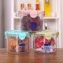 OUYAWEI for Kitchen Grain Storage Tank Box Transparent Sealed Plastic Jar Food Storage Container Blue 800ml