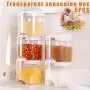 Liveday 5 Pcs Seasoning Jar Spice Box Condiment Jars Transparent Kitchen Container Stackable Sealed with Double Lid for Kitchen
