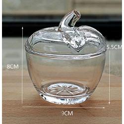 FUYU Apple Crystal Glass Sugar Bowl Spice Jar Candy Jar Storage Jar with Lid