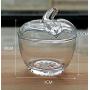 FUYU Apple Crystal Glass Sugar Bowl Spice Jar Candy Jar Storage Jar with Lid
