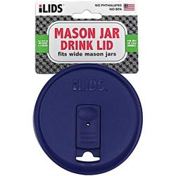 iLids Mason Jar Drink Lid, Wide Mouth, Cobalt, 2-Pack