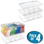 mDesign Stackable Plastic Tea Bag Holder Storage Bin Box for Kitchen Cabinets, Countertops, Pantry - Organizer Holds Beverage Bags, Cups, Pods, Packets, Condiment Accessories - 4 Pack - Clear