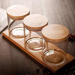 TNKML Kitchen Sealed Glass Seasoning Jar Set Seasoning Box Three-Piece Storage Jar Sugar Bowl Salt Shaker Kitchen Supplies Spice Container