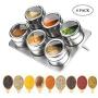CSPFAIRY Stainless Steel Magnetic Spice Box Kitchen Spice Jars Seal Magnet Jar Seasoning Refrigerator Box Multifunction 6 Pcs/Set