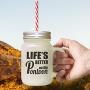 Brown LifeS Better On The Pontoon Frosted Glass Mason Jar With Straw