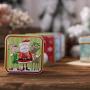 JIJIKOKO Mini Christmas Square Cookie Jar Candy Storage Biscuits Tins Small Bump Candy Box Vintage Iron Box Durable Small Object Container Party Favor (D)