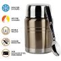 Insulated Food Thermos & Meal Container with Collapsible Spoon (16 oz.) Stainless-Steel Food Jar Hot and Cold Storage | Soup, Coffee, Water, Liquids | Airtight, Leakproof Seal,Gold
