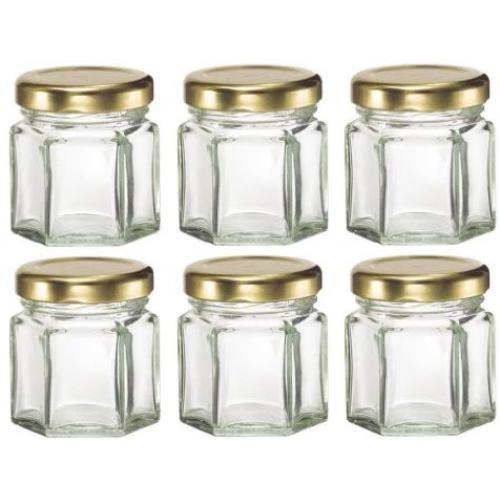 Nakpunar 30 pcs, 1.5 oz Mini Hexagon Glass Jars for Jam, Honey, Wedding Favors, Shower Favors, Baby Foods, DIY Magnetic Spice Jars