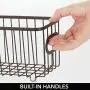 mDesign Metal Farmhouse Kitchen Pantry Food Storage Organizer Basket Bin - Wire Grid Design - for Cabinets, Cupboards, Shelves, Countertops - Holds Potatoes, Onions, Fruit - Long, 2 Pack - Bronze