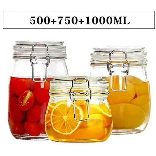 Yl Ly Round Glass Sealed Jar Lemon Passion Fruit Honey Bottle Transparent Food Storage Multi-Piece Suit Round 500+750+1000Ml Yl Ly Round Glass Sealed Jar Lemon Passion Fruit Honey Bottle Transparent Food Storage Multi-Piece Suit Round 500+750+1000Ml