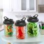 4 Pack Plastic Wide Mouth Mason Jar Flip Cap Lid for Ball & Kerr Mason Jar, Great for Drinking & Food Storage (Black)