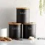 Ensemble de 3 contenants VonShef avec couvercles en bambou, contenants de cuisine pour café, sucre, thé avec joint étanche, design moderne, ensemble de 3, capacité de 1 quart (38oz) Ensemble de 3 contenants VonShef avec couvercles en bambou, contenants de cuisine pour café, sucre, thé avec joint étanche, design moderne, ensemble de 3, capacité de 1 quart (38oz)