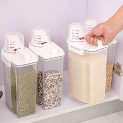 Cereal Storage Container - 2L Plastic Cereal Dispenser Storage Box Kitchen Food Grain Container Suitable for Cereal, Flour, Rice, Snacks, Sugar, Coffee - Portable Airtight Food Storage Organizer