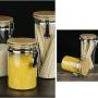 BESTONZON Transparent Stainless Steel Airtight Storage Jar with Clip Top Bamboo Lids Sealed Canister Food Storage Container for Loose Tea Coffee Bean Sugar Salt For Home Kitchen(1420ml)