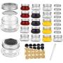 Mini Mason Jars Round 4 oz - Small Canning Glass Jars with Lids - 16 Pack Cute Jars with 40 Labels & Chalk Marker, Clear Containers for your Candy, Jelly, Overnight Oats, Yogurt, Honey & Baby Food