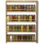 EMS Solid OAK Wood Spice Rack Organizer, 4 Tier Wall Mounted - Seasoning Storage for Pantry and Kitchen - Natural Finish (26.5&quotH x 20&quotW x 2.75&quotD)