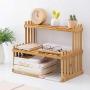 Dygzh Seasoning Rack Spice Rack 2 Layer Bamboo Spice Rack Free Standing Height Adjustable Kitchen Countertops Organizer Spice Jar and Bottle Storage Freestanding Spice Rack