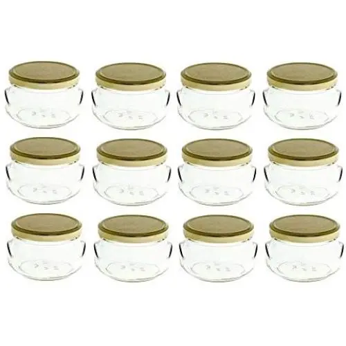 Bain Marie Nakpunar 12 pcs 8 oz Verres à Soupe en Verre avec Couvercles Dorés – 250 ml Bain Marie Nakpunar 12 pcs 8 oz Verres à Soupe en Verre avec Couvercles Dorés – 250 ml