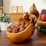 Squirrel Wooden Bowl And Food Storage Container Decorative Cookie Jars Daily Snack Storage Box Dried Fruit Server