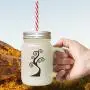 Brown Tree #2 Frosted Glass Mason Jar With Straw