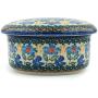 Polish Pottery Jar with Lid 5-inch Blue Forget-Me-Nots made by Ceramika Artystyczna