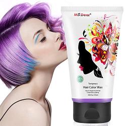 Unisex Temporary Modeling Hair Color Wax, Instant Hairstyle Mud Cream, Fashion DIY Hair Dye Cream for Party, Cosplay, Nightclub, Masquerade, Halloween (Blue+Purple)