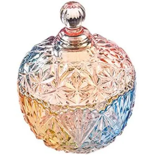 Boîte en cristal gravée Hflove avec couvercle pour bonbons/pots de biscuits/cadeau pour mariage - pot de rangement self-service pour cuisine - pot de rangement (Part F) Boîte en cristal gravée Hflove avec couvercle pour bonbons/pots de biscuits/cadeau pour mariage - pot de rangement self-service pour cuisine - pot de rangement (Part F)