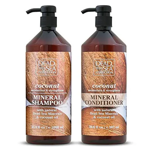Dead Sea Collection Mineral Shampoo & Conditioner mit Kokosöl – Feuchtigkeitsspendend und stärkt. Packung mit 2 (33,8 fl. oz Shampoo, 30,6 fl. oz Conditioner)