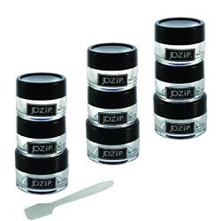 LollyZip Mens Clear Acrylic Cream Travel Jar Set, Includes 6 0.4-Ounce Jars, 3 0.5-Ounce Jars and Spatula (JD3JAR)