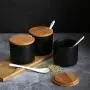 HEMFV Spice Jars, Ceramic Food Storage Spice Containers with Bamboo Lid- Porcelain Jar- Perfect Canister for Sugar Bowl, Seasoning HEMFV Spice Jars, Ceramic Food Storage Spice Containers with Bamboo Lid- Porcelain Jar- Perfect Canister for Sugar Bowl, Seasoning