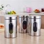 Stainless Steel Sealed Can Cereal Canister Storage Tank Kitchen Tool For Coffee Beans Tea Grains,As Shown