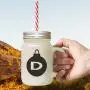 Forest Green&quotD" Christmas Tree Toy Monogram D Frosted Glass Mason Jar With Straw