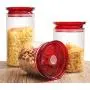 3 Pcs Glass Storage Jars - Clear Glass Bulk Food Storage Canister for Serving Tea, Coffee, Spice, Candy, Cookie - Keep Food Dry