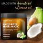 MAJESTIC PURE Avocado and Coconut Hair Mask for Dry Damaged Hair - Infused with Biotin - Deep Conditioning, Hair Thickening, for Healthy Hydrated Hair, Sulfate Free, 16 fl oz