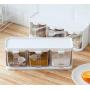 Spice Rack 3 Grids Spoon Kitchen With Lid Container Seasoning Box Herb Spices Storage Condiment Jar Cooking With Handle Desktop