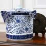 Keramikbehälter blau-weißes Porzellan-Set, Bewässerungstopf, großer Keramikbehälter, dekorative Accessoires (Farbe: Blau, Größe: 232327cm)